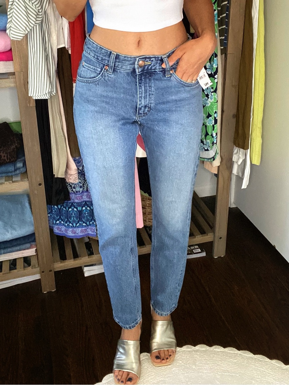 LEE Women’s Straight Leg Mid Rise Rider Jean in Mid Blue Denim! 👖